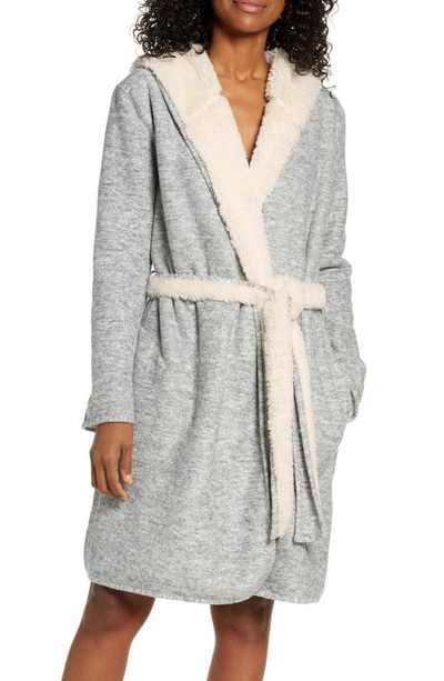 Shop Ugg Portola Reversible Hooded Robe In Grey Heather