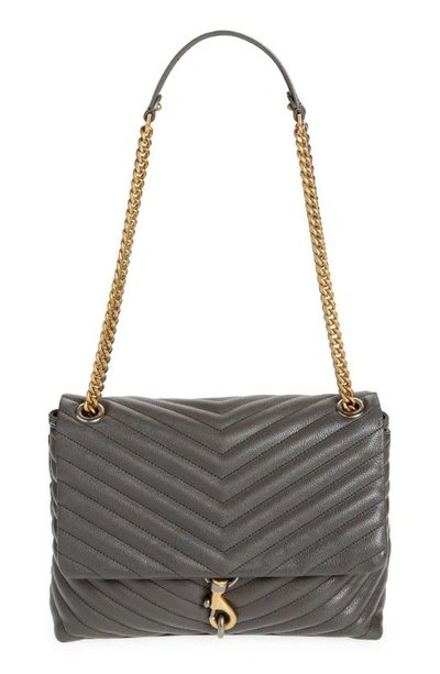 Shop Rebecca Minkoff Edie Quilted Leather Shoulder Bag In Graphite