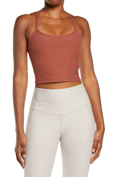 Shop Beyond Yoga Space Dye Crop Tank In Currant Red Heather