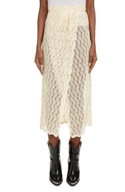 Shop Isabel Marant Evelina Guipure Lace Midi Skirt In Ecru