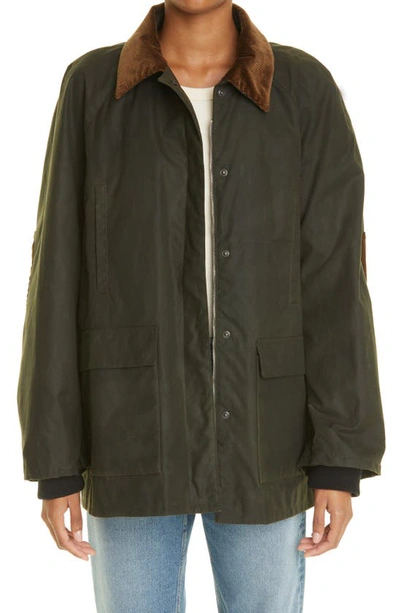 Shop Totême Country Waxed Cotton Canvas Jacket In Forest