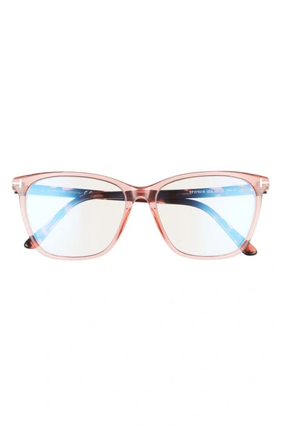 Shop Tom Ford 55mm Rectangular Blue Light Blocking Reading Glasses In Pink