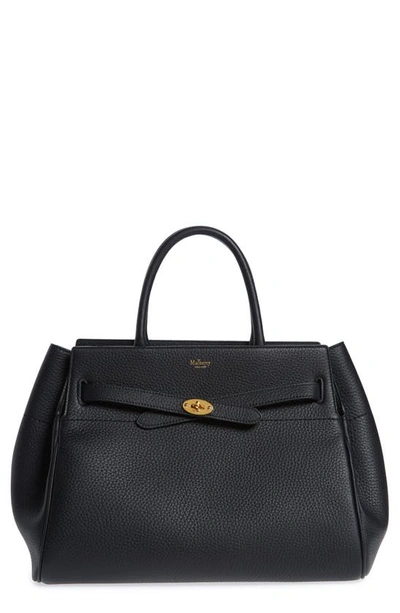 Shop Mulberry Belted Bayswater Grained Leather Satchel In Black