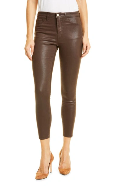 Shop L Agence Marguerite Skinny Jeans In Espresso Coated