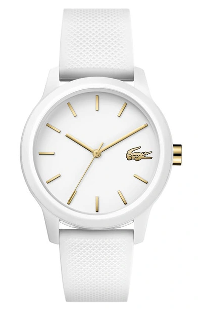 Shop Lacoste 12.12 Silicone Strap Watch, 36mm In White