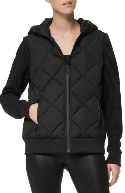 Marc new york puffer cheap jacket with knit sleeves