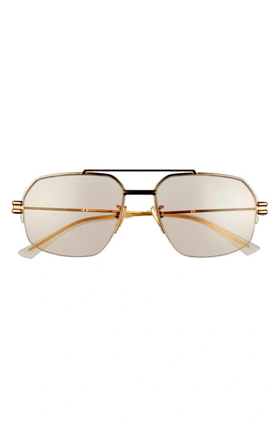 Shop Bottega Veneta 57mm Aviator Sunglasses In Gold