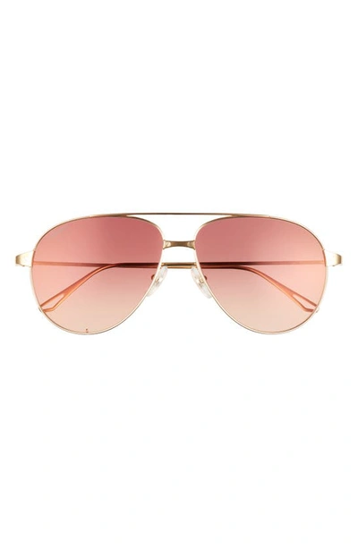 Shop Cartier 59mm Aviator Sunglasses In Gold/ Pink