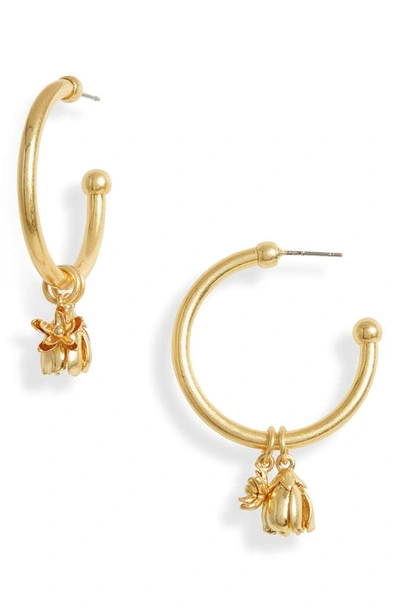 Shop Madewell Petalbud Hoop Earrings In Vintage Gold