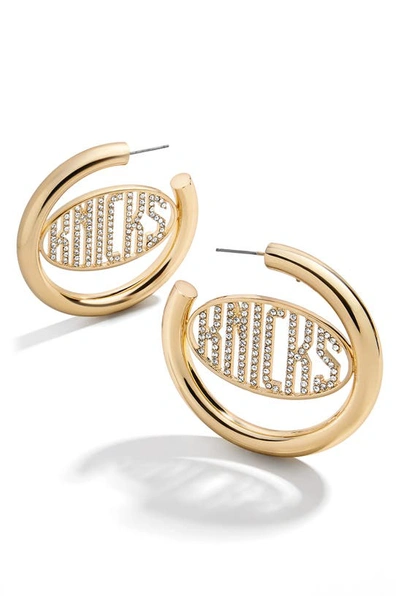 Shop Baublebar Gold New York Knicks Logo Hoop Earrings