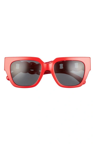 Shop Versace 53mm Square Sunglasses In Red/ Dark Grey