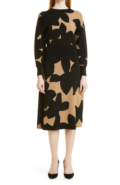 Hugo Boss Long Sleeved Knitted Dress With Abstract Jacquard Pattern In  Patterned | ModeSens