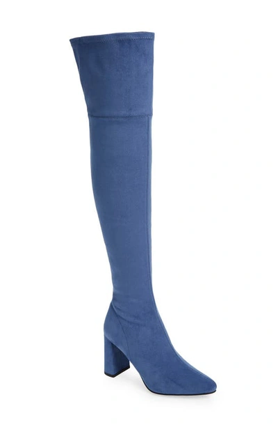 Shop Jeffrey Campbell Parisah Over The Knee Boot In Blue Suede