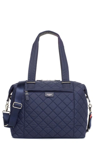 Shop Storksak Stevie Quilted Nylon Diaper Bag In Navy