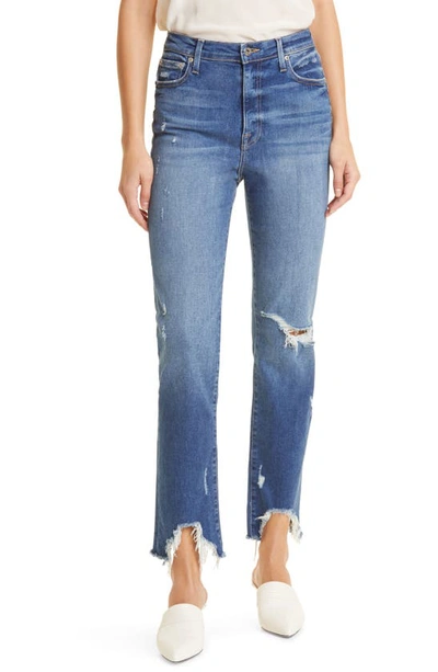 Shop Jonathan Simkhai Standard River High Waist Distressed Straight Leg Jeans In Distressed Atlantic