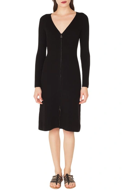 Shop Akris Rib Knit Stretch Wool & Silk Dress In Black