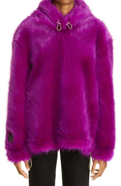 Shop Stella Mccartney Adan Faux Fur Hoodie In Amethyst