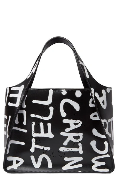 Shop Stella Mccartney X Ed Curtis Shared 3 Logo Faux Leather Crossbody Bag In Black
