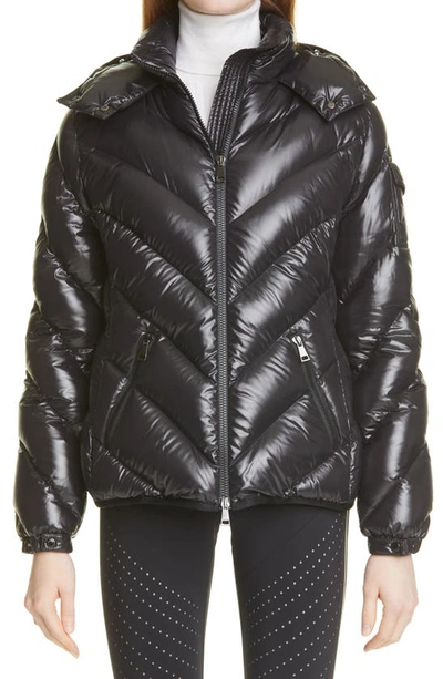 Shop Moncler Brouel Water Resistant Lacquered Down Puffer Coat In Black/ Black