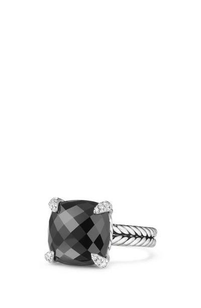 Shop David Yurman Châtelaine Ring With Semiprecious Stone & Diamonds In Black Onyx?