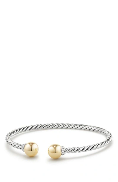 Shop David Yurman Solari Bead Bracelet With Diamonds In Silver/ Gold/ Diamond
