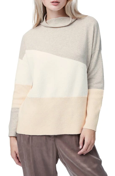 Shop French Connection Sophia Funnel Neck Colorblock Sweater In Light Oatmeal Multi