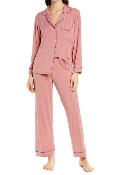 Shop Eberjey Gisele Jersey Knit Pajamas In La Rosa/ Indigo