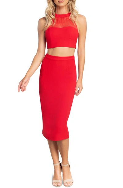 Shop Dress The Population Elliana Crop Top & Pencil Skirt In Rouge