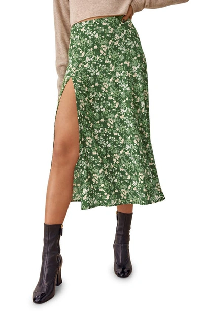 Shop Reformation Zoe Side Slit Midi Skirt In Autumnal