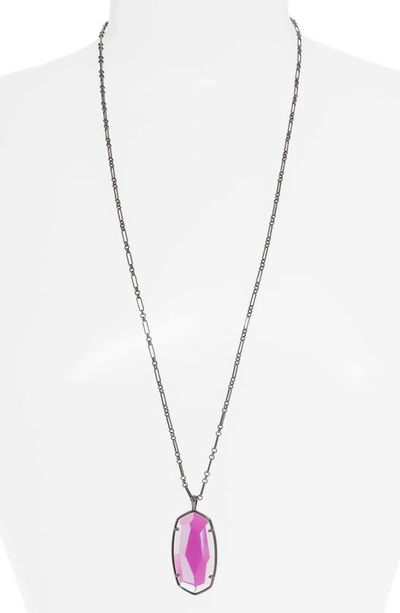Shop Kendra Scott Reid Long Faceted Pendant Necklace In Gray Dichroic Glass