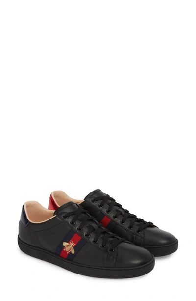 Shop Gucci New Ace Sneaker In Black Leather