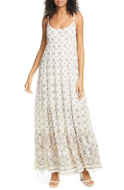 Shop A.l.c Marian Sleeveless Print Dress In White/ Cream