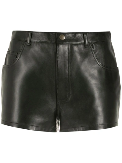 Shop Saint Laurent Petite Leather Shorts In Black