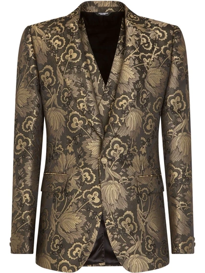 Shop Dolce & Gabbana Sicilia-fit Lamé Jacquard Blazer In Black