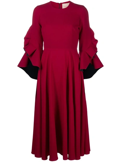 Shop Roksanda Caden Ruffle Sleeve Dress In Red