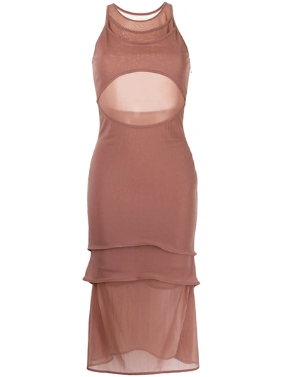 Shop Dion Lee Shadow-overlay Dress In Red