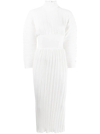 Shop Dion Lee Plissé-effect Corset-detail Dress In White