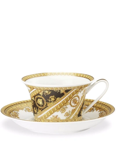 Shop Versace Baroque Teacup And Saucer In White