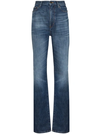 Shop Saint Laurent Flared High-waisted Jeans In Blue