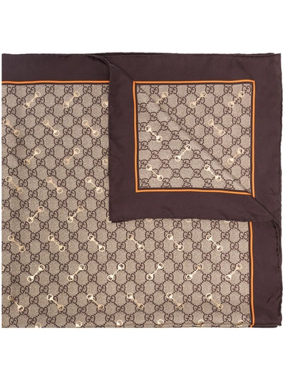 Shop Gucci Interlocking G Horsebit Scarf In Neutrals