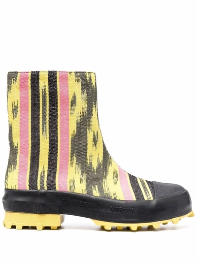 Camperlab Traktori Abstract-print Ankle Boots In Yellow