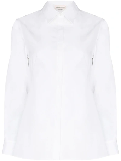Shop Alexander Mcqueen Corset-detail Long-sleeve Shirt In White