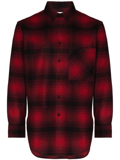 Shop Saint Laurent Check-pattern Flannel Shirt In Red