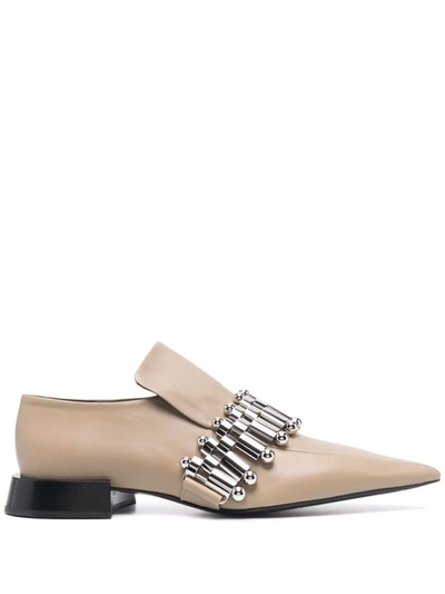 Jil Sander Pointed-toe Leather Loafers In Neutrals