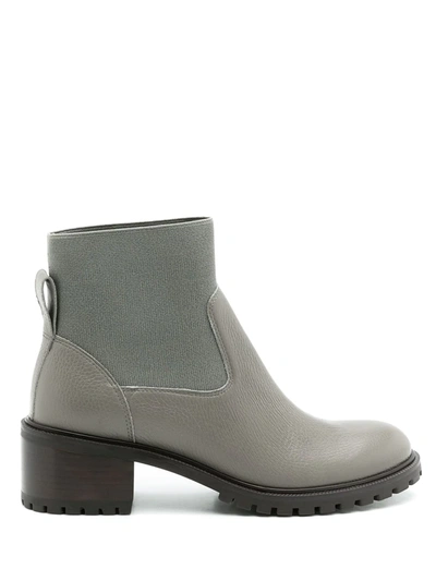 Shop Sarah Chofakian Leather Melrose Boots In Grey