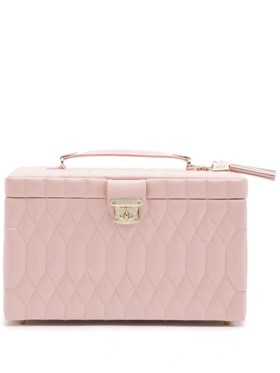 Shop Wolf Large Caroline Quilted Jewellery Box In Pink