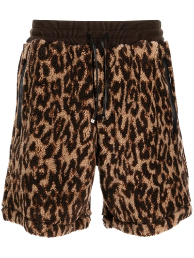 Shop Amiri Leopard-print Track Shorts In Brown