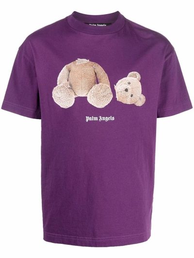 Shop Palm Angels Logo-print Short-sleeve T-shirt In Purple