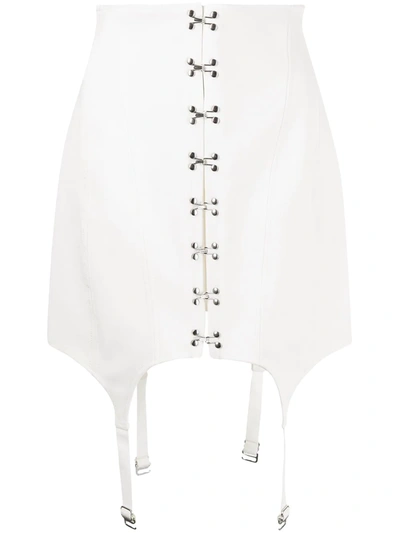 Shop Dion Lee Corset-style Suspender-detail Skirt In White