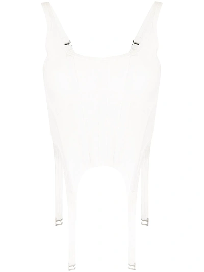 Shop Dion Lee Ribbed Combat Corset Top In White